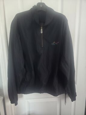 Greg Norman Collection Black Windbreaker LARGE Golf Pullover w/Shark Logo
